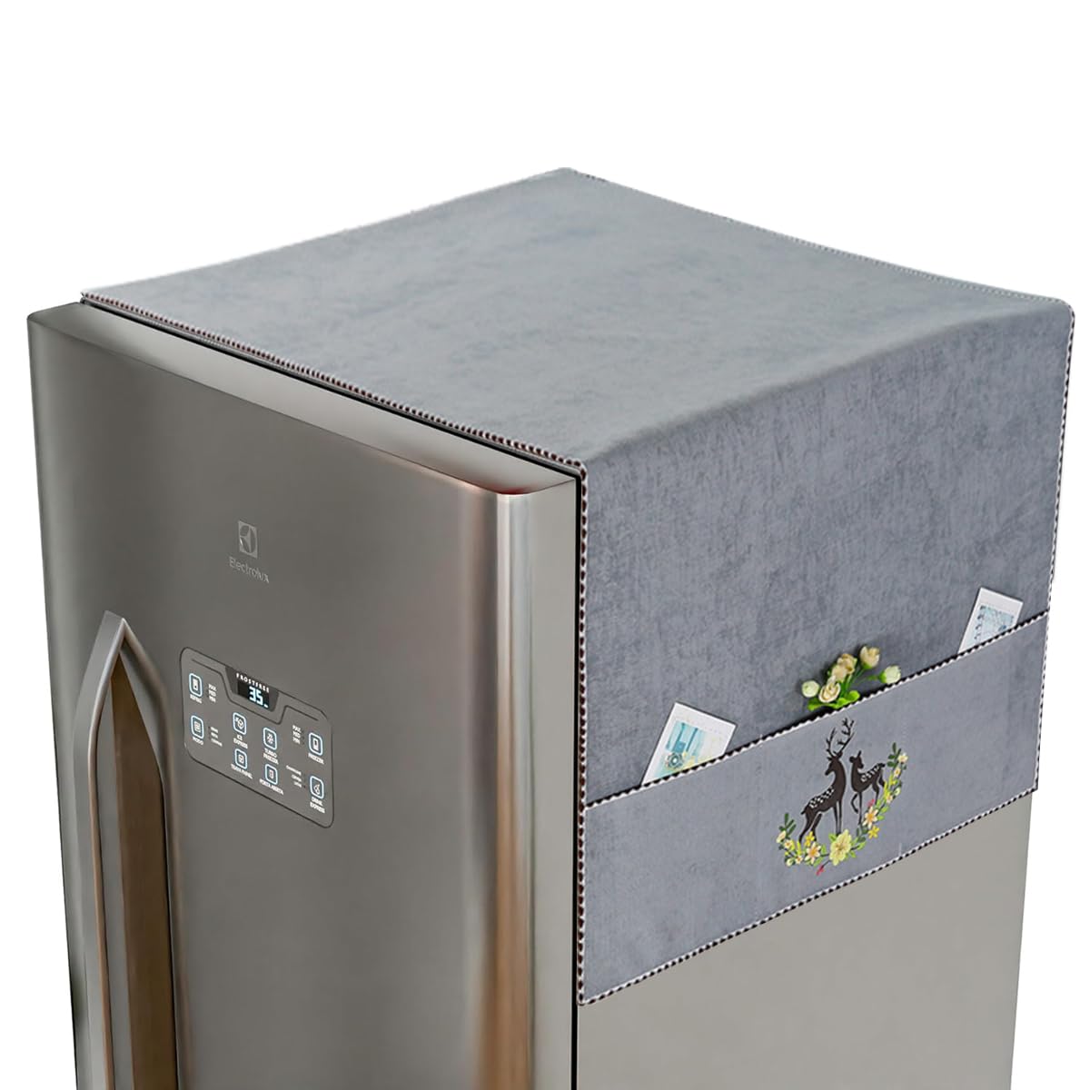 HASTHIP 1pcs Refrigerator Dust Proof Cover Fashion Print Top Cover for Refrigerator Chenille Plush Dust Cover with Pocket Kitchen Refrigerator Cover for Side-by-Side Refrigerator, 21.6 x55 inches HASTHIP 1pcs Refrigerator Dust Proof Cover Fashion Print Top Cover for Refrigerator Chenille Plush Dust Cover with Pocket Kitchen Refrigerator Cover for Side-by-Side Refrigerator, 21.6 x55 inches